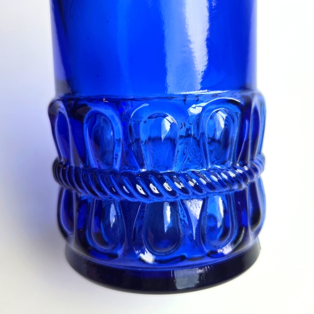 VTG PIER 1 Cobalt Blue Glass Bottle Decanter Braided Rope Design, Spanish Glass - Picture 4 of 7